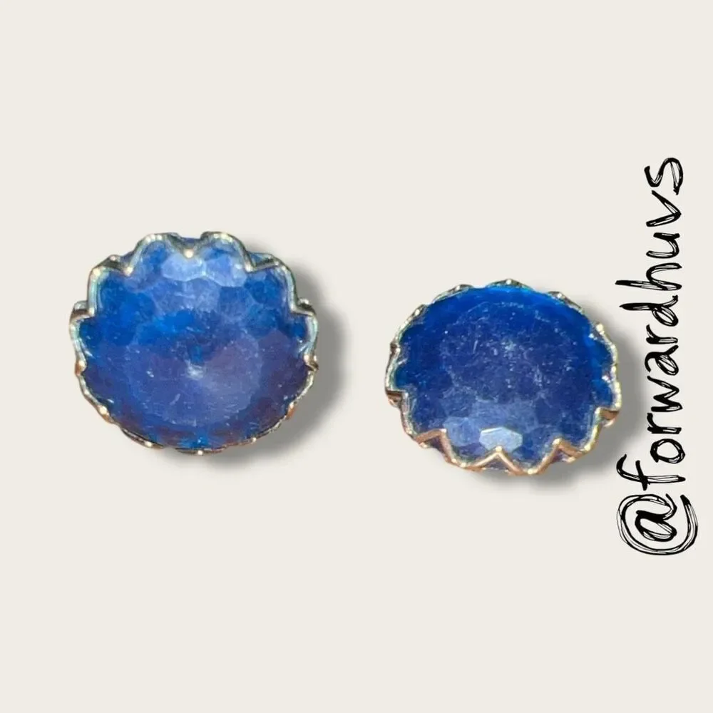 Bundle Sale 3 for $15 | Vintage Faceted Round Blue Glass Clip-On Earrings